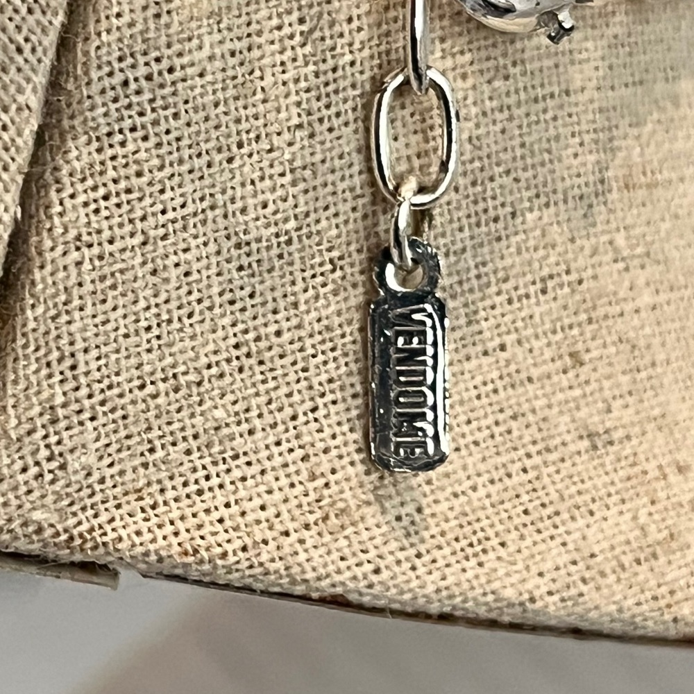 Sophisticated Silver Tone Necklace with Teardrop Pendant - Vendome + Earrings** - Picture 3 of 6